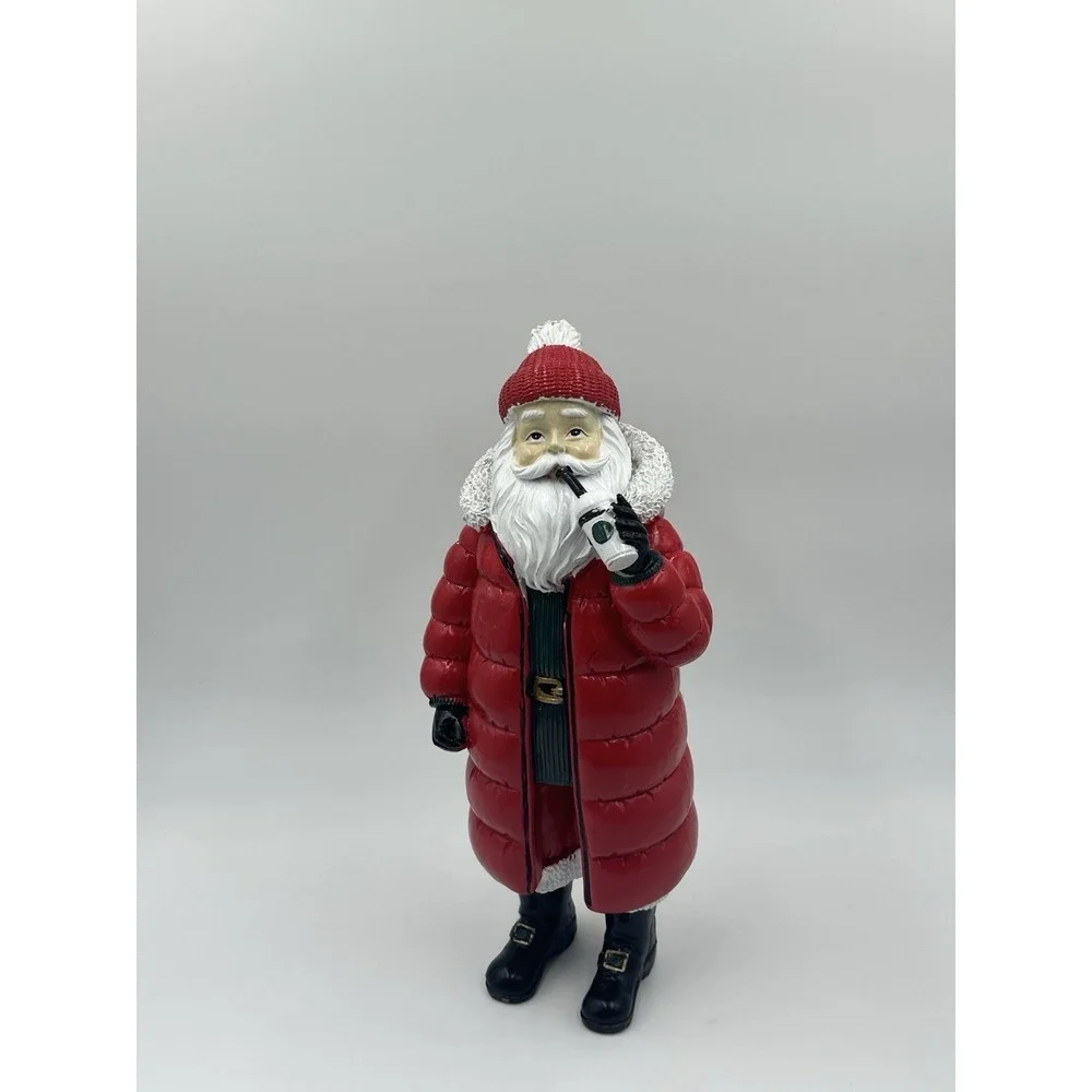 Christmas Santa Figurine 14 inch Red Puffer Coat Holiday Home Decor New